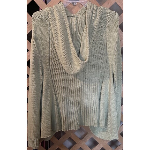 EILEEN FISHER Thyme Silk Blend Cable Knit Hooded Pull-over Lagenlook Sweater XL - Picture 5 of 11